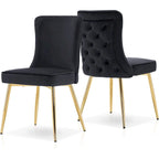 Lot de 2 chaises de salon capitonnées à dossier boutonné