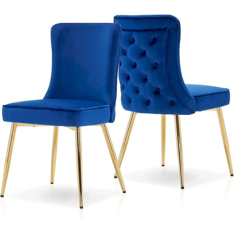 Lot de 2 chaises de salon capitonnées à dossier boutonné