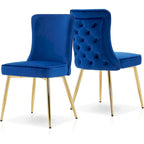 Lot de 2 chaises de salon capitonnées à dossier boutonné
