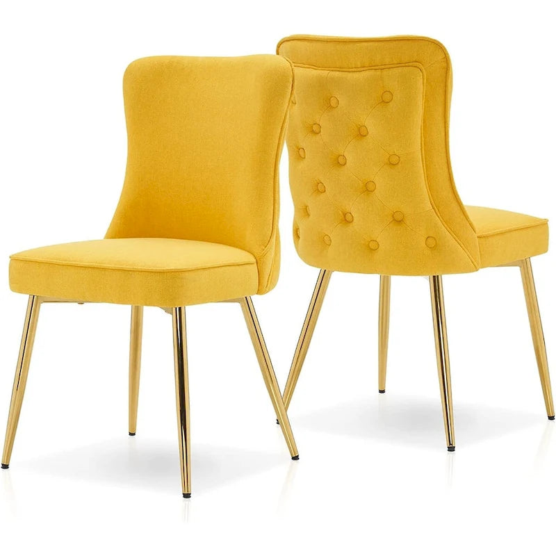 Lot de 2 chaises de salon capitonnées à dossier boutonné