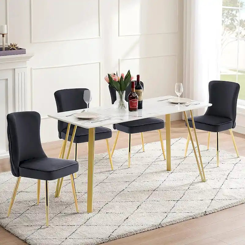 Lot de 2 chaises de salon capitonnées à dossier boutonné