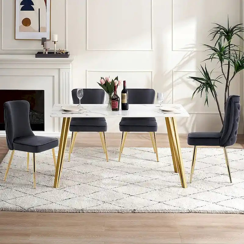 Lot de 2 chaises de salon capitonnées à dossier boutonné