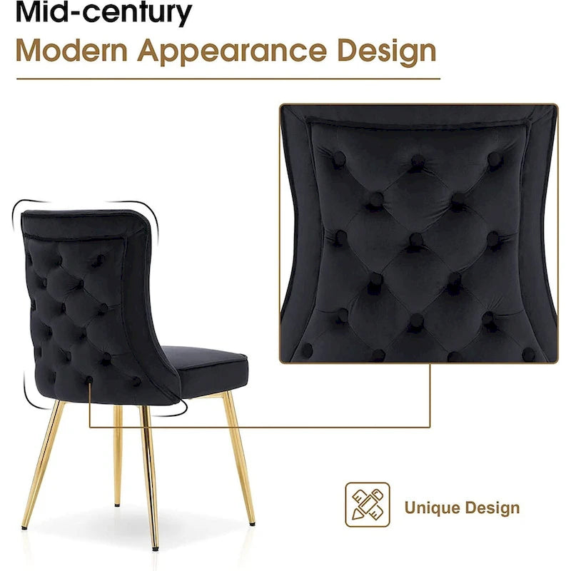 Lot de 2 chaises de salon capitonnées à dossier boutonné