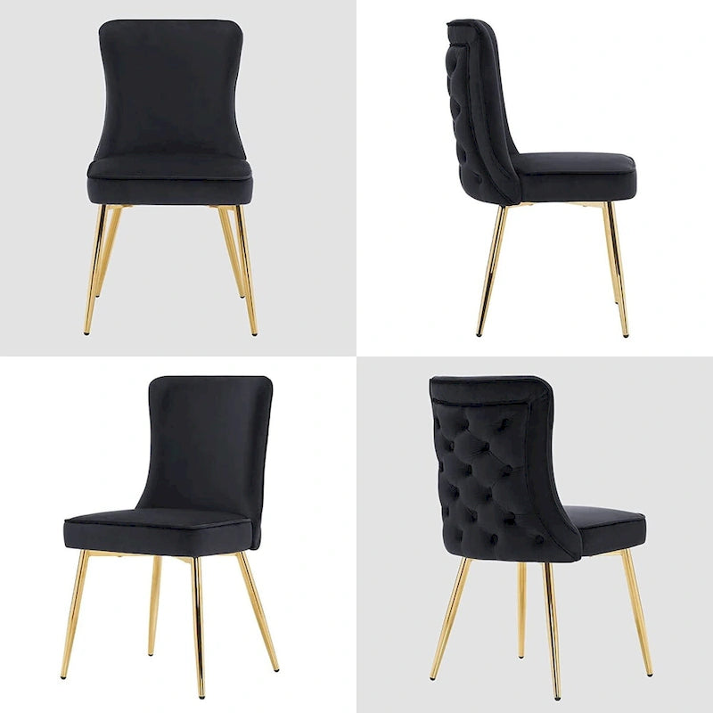 Lot de 2 chaises de salon capitonnées à dossier boutonné