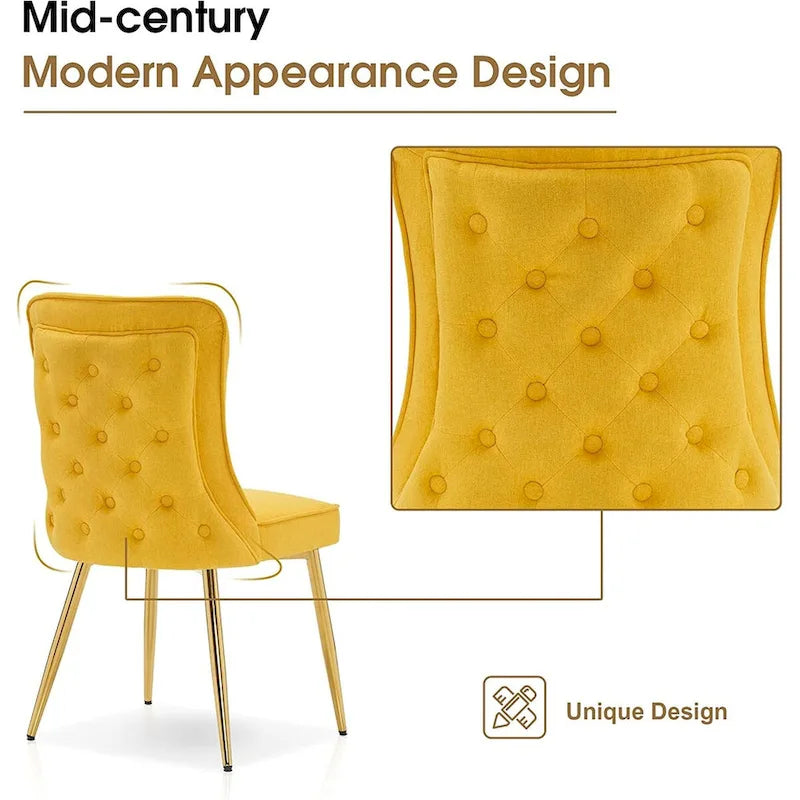 Lot de 2 chaises de salon capitonnées à dossier boutonné