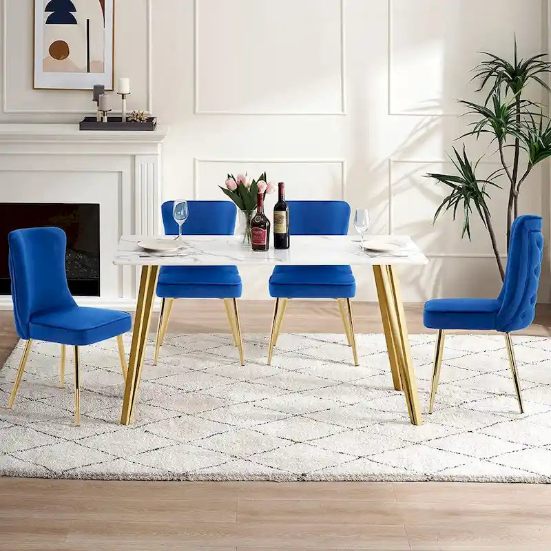 Lot de 2 chaises de salon capitonnées à dossier boutonné