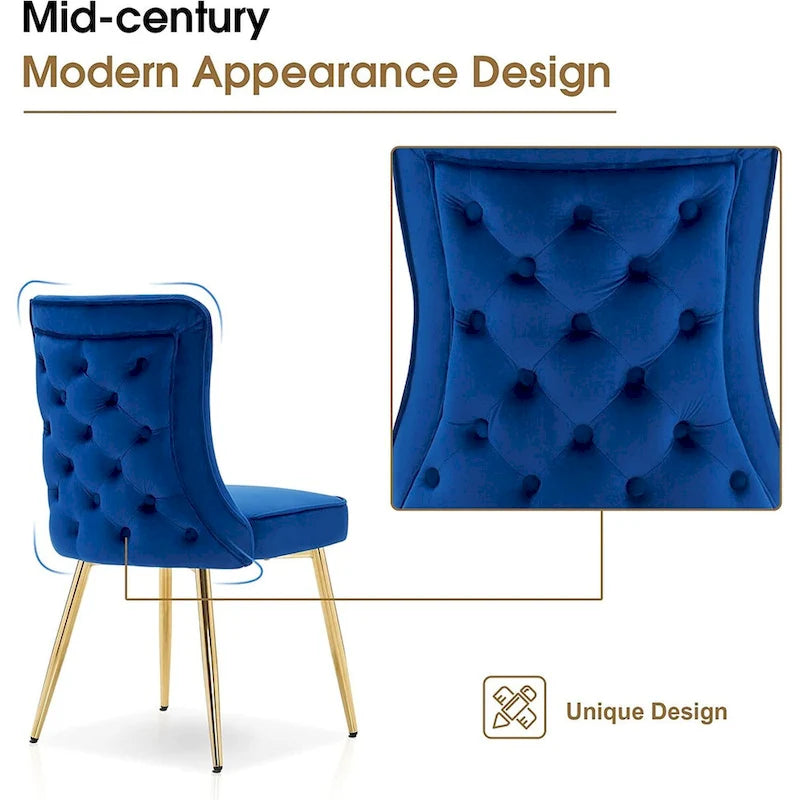 Lot de 2 chaises de salon capitonnées à dossier boutonné