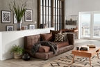 Fauteuil lounge double en microfibre marron