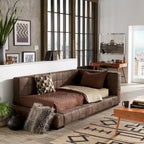 Fauteuil lounge double en microfibre marron