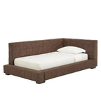 Fauteuil lounge double en microfibre marron