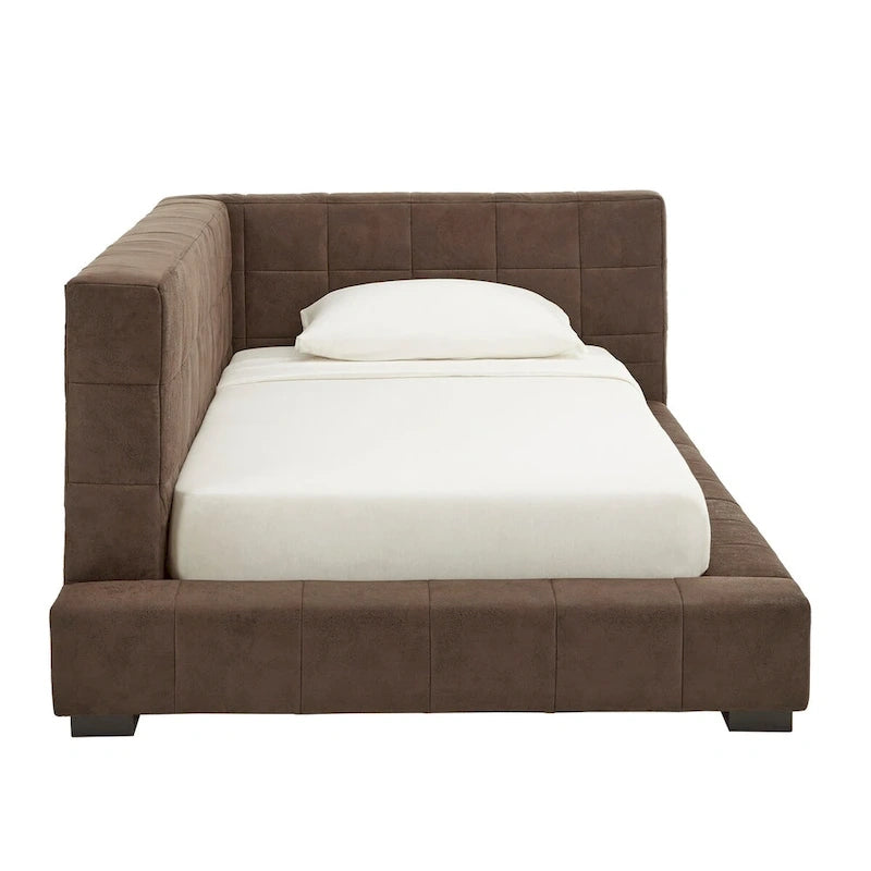 Fauteuil lounge double en microfibre marron