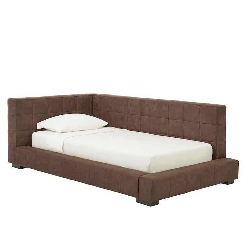 Fauteuil lounge double en microfibre marron