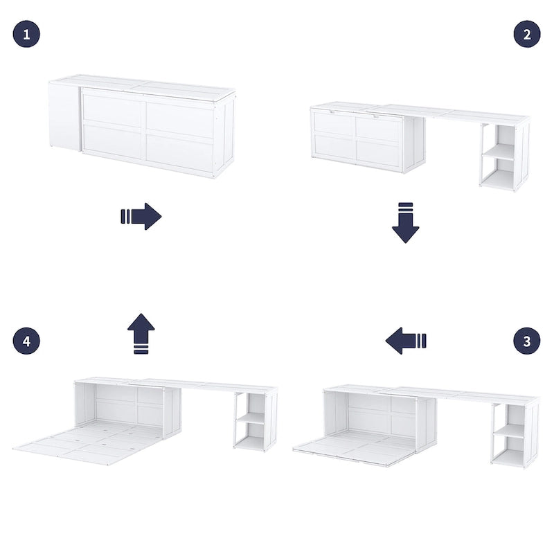 Lit escamotable Queen Size avec bureau rotatif