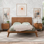  Beau Midcentury 3-Piece Walnut Low Profile Wood Bedroom Set