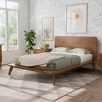 Ensemble de chambre à coucher bas en noyer trois pièces de style milieu de siècle