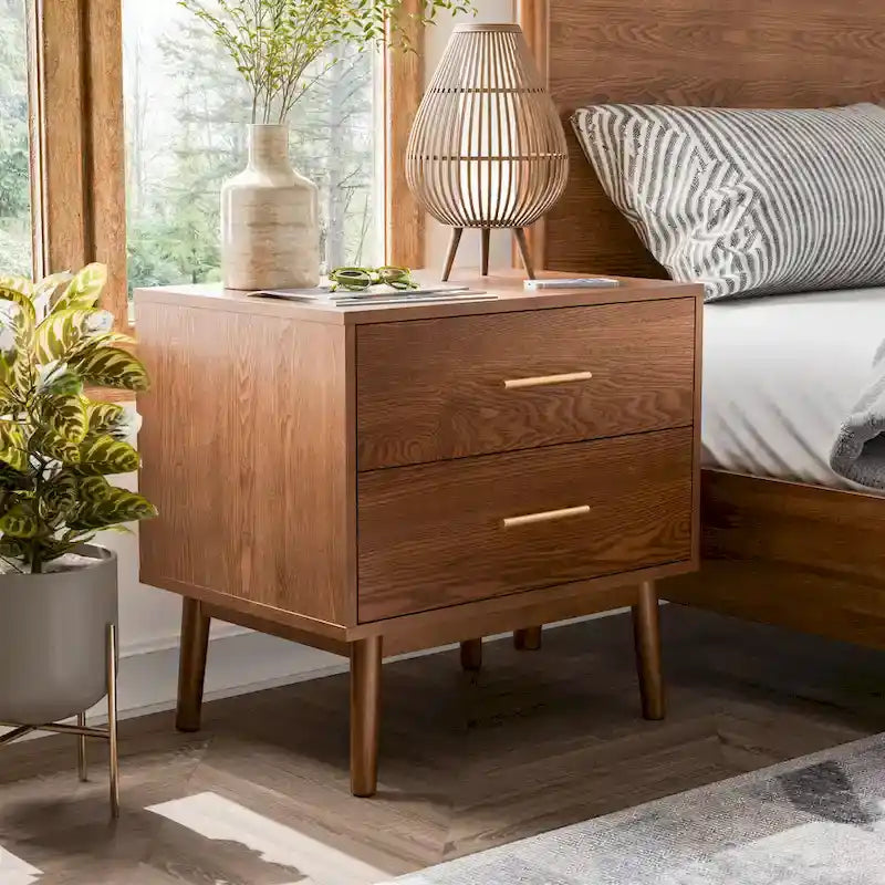 Ensemble de chambre à coucher bas en noyer trois pièces de style milieu de siècle
