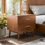 Ensemble de chambre à coucher bas en noyer trois pièces de style milieu de siècle