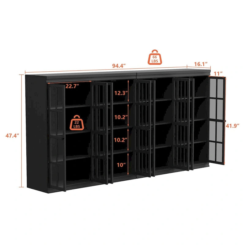 Ensemble de rangement sophistiqué : Buffet-bahut-bibliothèque-armoire