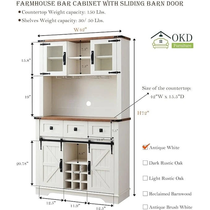 Meuble de bar de ferme, Buffet de cuisine, Table d'appoint de bar à café