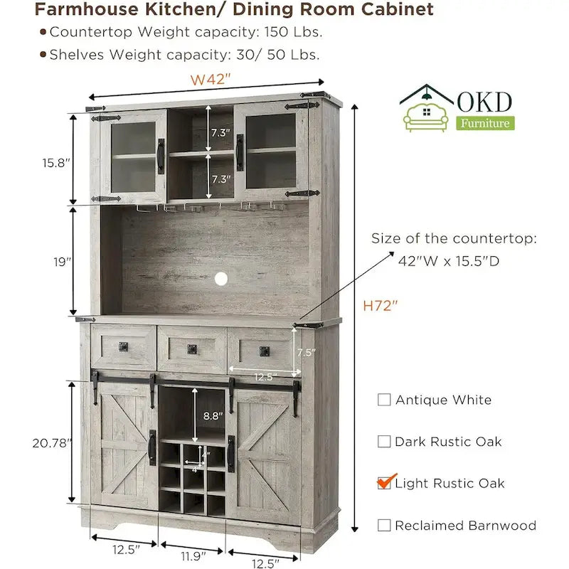 Meuble de bar de ferme, Buffet de cuisine, Table d'appoint de bar à café