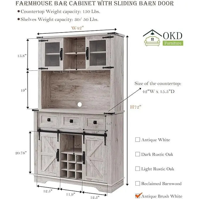 Meuble de bar de ferme, Buffet de cuisine, Table d'appoint de bar à café
