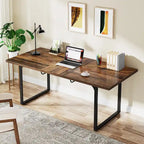 Bureau d'ordinateur extensible, poste de travail rectangulaire de 63-78,8 po avec pieds en métal