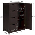 Grand meuble de rangement de salle de bain, meuble bas autoportant avec 4 tiroirs et 1 placard